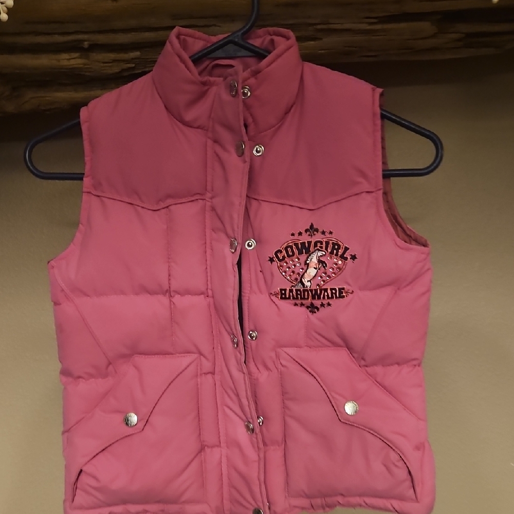 Cowgirl Hardware Pink Puffer Vest Size Small Girls